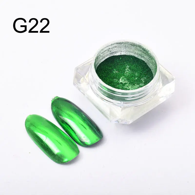 G22 11 цветов 0,5 г зеркальный блеск для ногтей порошок металлический цвет УФ-гель для дизайна ногтей Полировка хромированные хлопья пигментные пылезащитные украшения - Цвет: G22