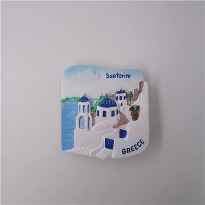 Santorini Сувениры для туризма в греческой церкви, страны, магнит на холодильник, ручная роспись, 3D полимерный Ослик, животные, сердце, украшение дома, аксессуары - Цвет: Santorini