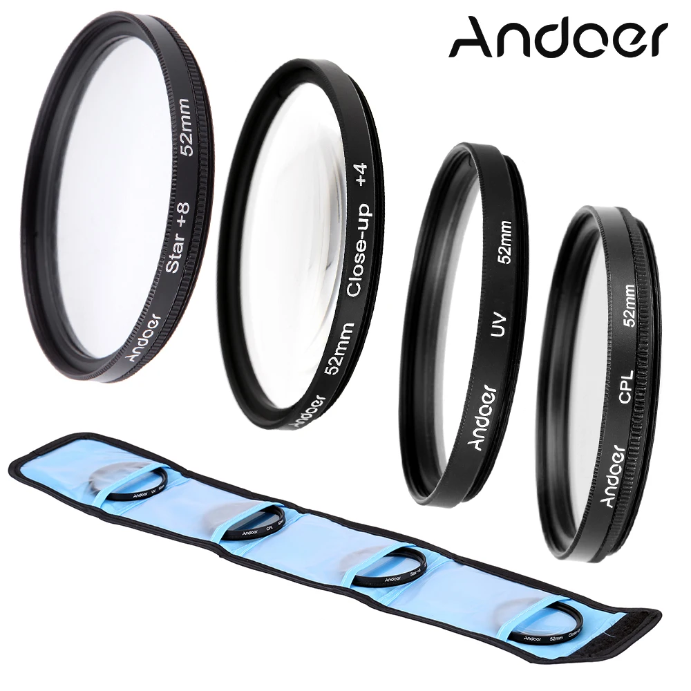 Комплект кругового поляризационного фильтра Andoer 52 мм UV + CPL Close-Up 4 Star 8-Point для Nikon
