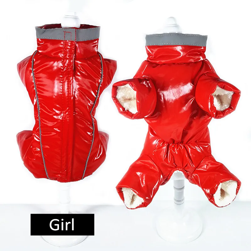red for girl Великолепная Одежда для собак KEK, зимняя водонепроницаемая одежда для собак, Комбинезоны для чихуахуа, ёрки, светоотражающие плотные теплые пальто для девочек/мальчиков, пышное пальто для собак красного цвета - Цвет: red for girl