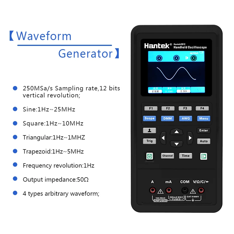 Hantek 2D72 3in1Digital мультиметр + генератор сигналов Ручной осциллограф USB портативный 2