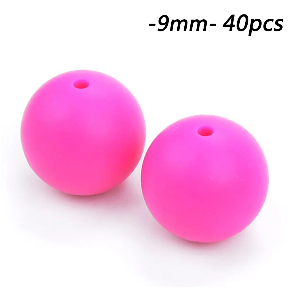 violet red 9 мм круглые силиконовые бусы BPA 40 шт. соска зажим цепи аксессуары уход за ребенком прорезывание зубов игрушки для малышей ожерелье DIY - Цвет: violet red