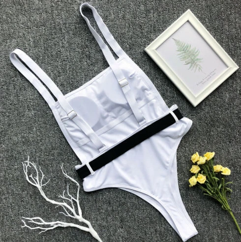 2019 Монокини Mujer цельный черный/белый женский сексуальный купальник с открытой