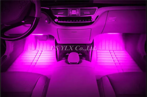 FSYLX смартфон rgbw-контроль светодиодный подкладке для ног светящиеся полосы RGB светодиодный атмосферу интерьера автомобиля световые полосы для AUDI A3 A4 A6 Q3