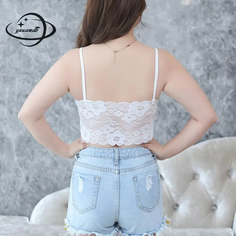 Yaumadb женский топ на бретелях лето 2018 2xl-3xl кружевные женские футболки бюстгальтер