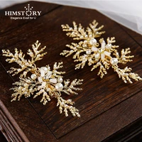 2019 gold bridal hair combs leaf hairpins wedding hair accessories handmade jewelry crystal pearl headpiece jewelry gifts