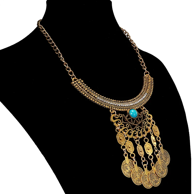 Женское богемное ожерелье винтажное ожерелье-чокер массивное Ювелирная монета |