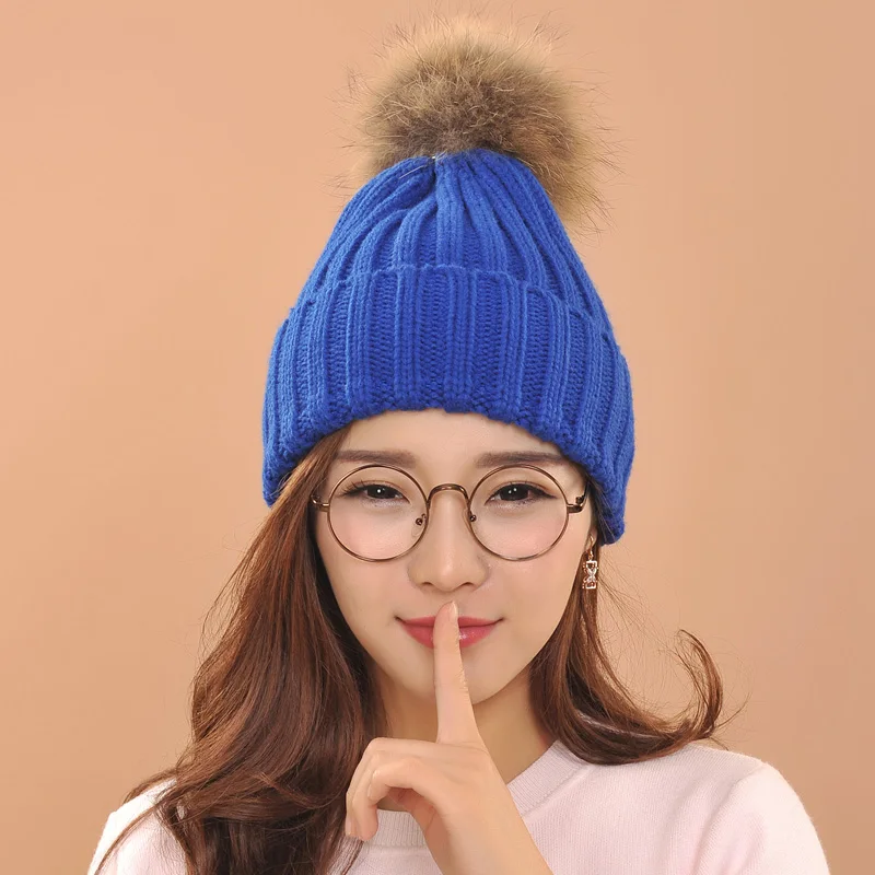 Лидер продаж меховая шапка с помпонами зимняя женская для девочек вязаная
