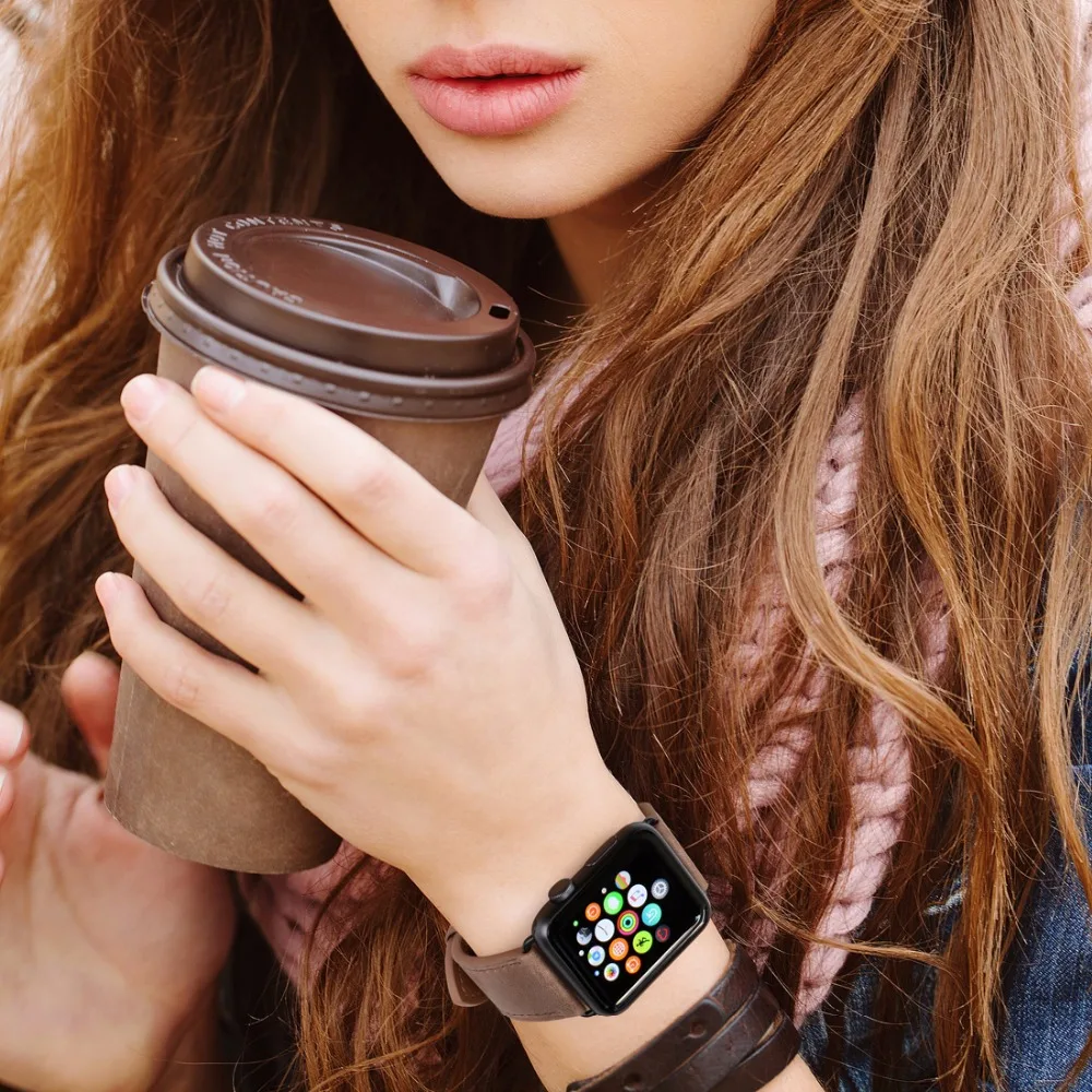 Genuine Leather Strap For Apple Watch Band 45mm 41mm 44mm 40mm 42mm 38mm Series 7/6/SE/5 4/3 iWatch Watch Bracelet