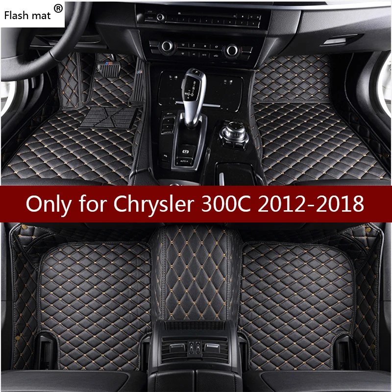 Flash mat leather car floor mats for Chrysler 300C 2008-2014 2015 2016 2017 2018 Custom foot Pads automobile carpet car covers