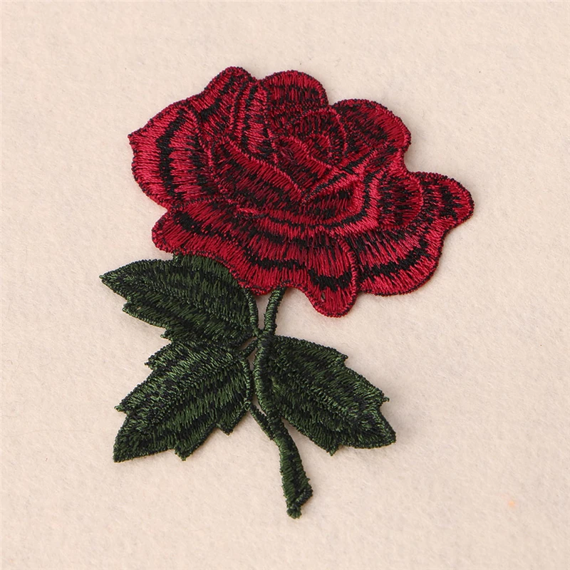 Rose Flower Embroidery Fabric Sew On Patch Bag Hat Clothes Dress Applique Craft | Дом и сад