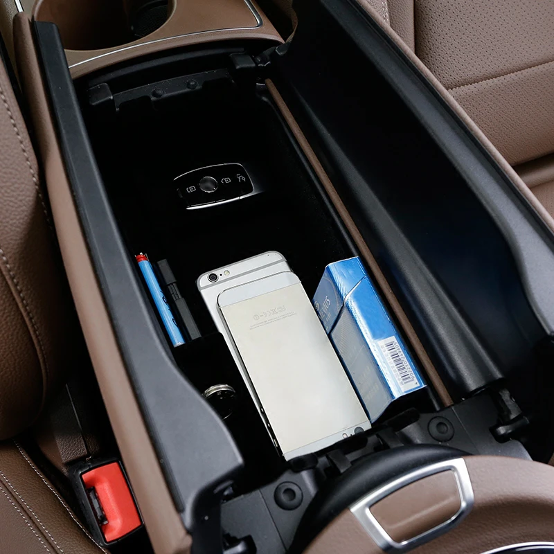

For Mercedes Benz E Class W213 Car-Styling Central Armrest Storage Box Container Tray Organizer Cards Phone Coins Cigarette Slit
