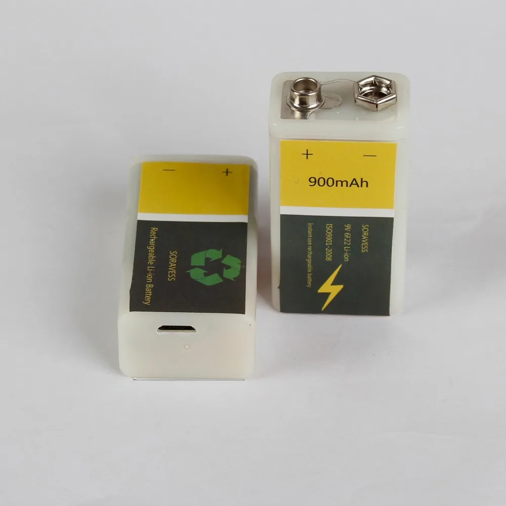 SORVESS 9В 6F22 USB перезаряжаемый литий ионный аккумулятор 900 мАч элемент для