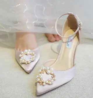 8.5cm heel C Свадебные босоножки для невесты; женская обувь на высоком каблуке; цвет шампанского; обувь для подружки невесты с кристаллами и стразами; атласная обувь с ремешком на щиколотке; обувь для подружки невесты - Цвет: 8.5cm heel C