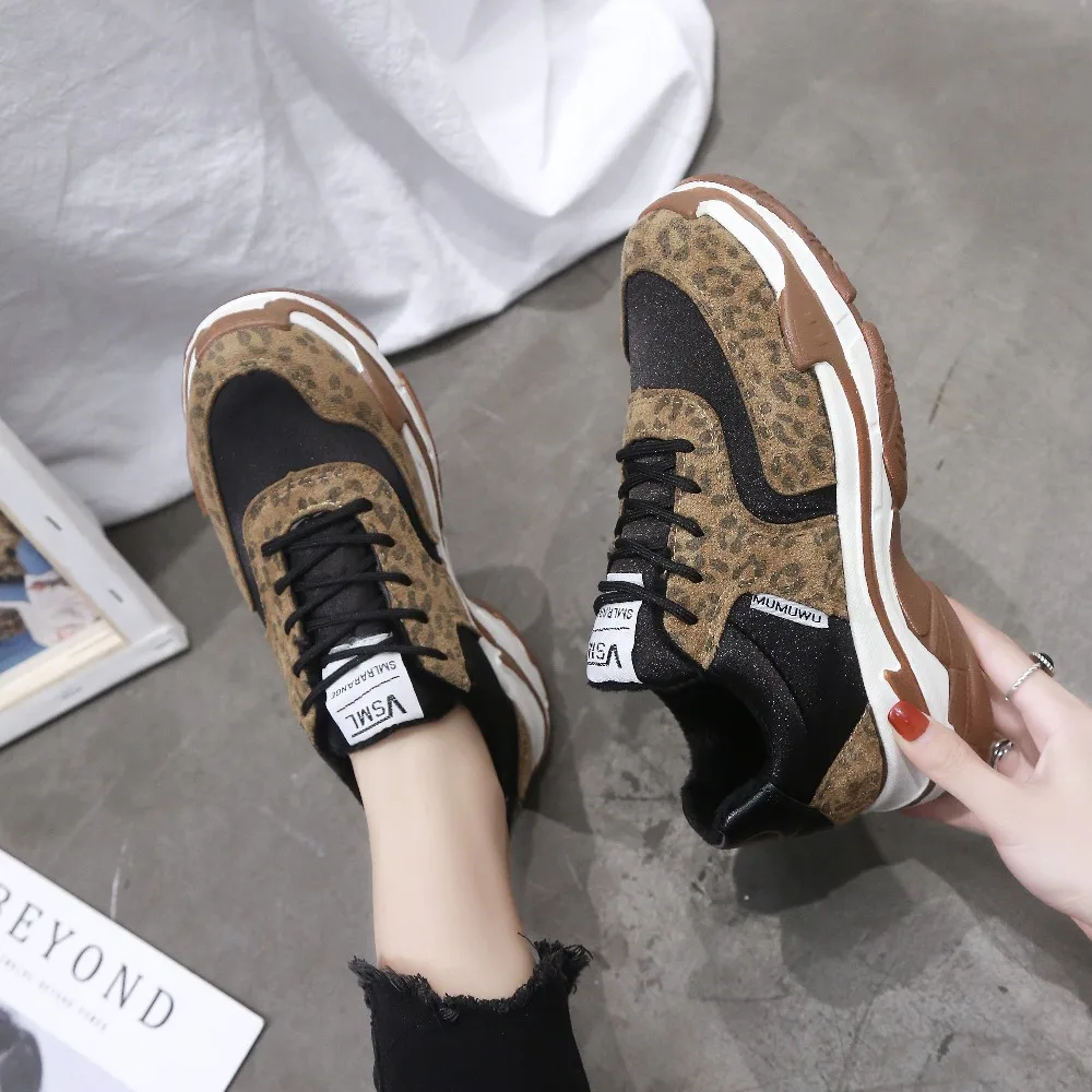 LUONTNOR леопардовым принтом Для женщин кроссовки новые модные для удобная