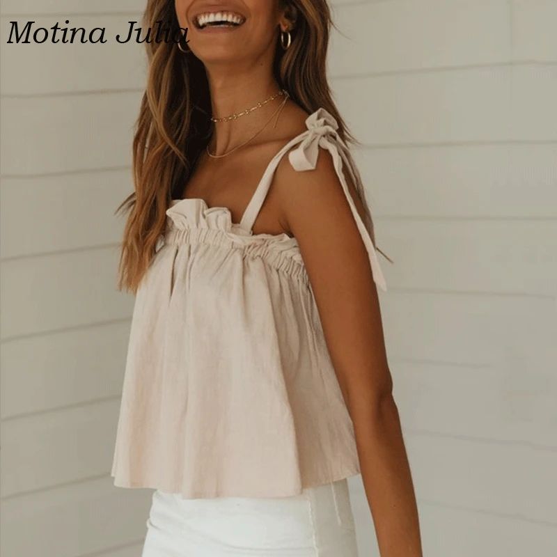 Motina Julia/милые топы с бантом женские 2019 года летние хлопковые укороченные boho