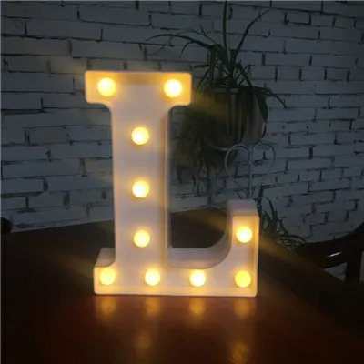 L DIY белый светодиодный ночник с буквенным принтом, креативный Английский алфавит, номер батареи, лампа для романтической свадебной вечеринки, Рождества, домашнего декора стен - Цвет: L