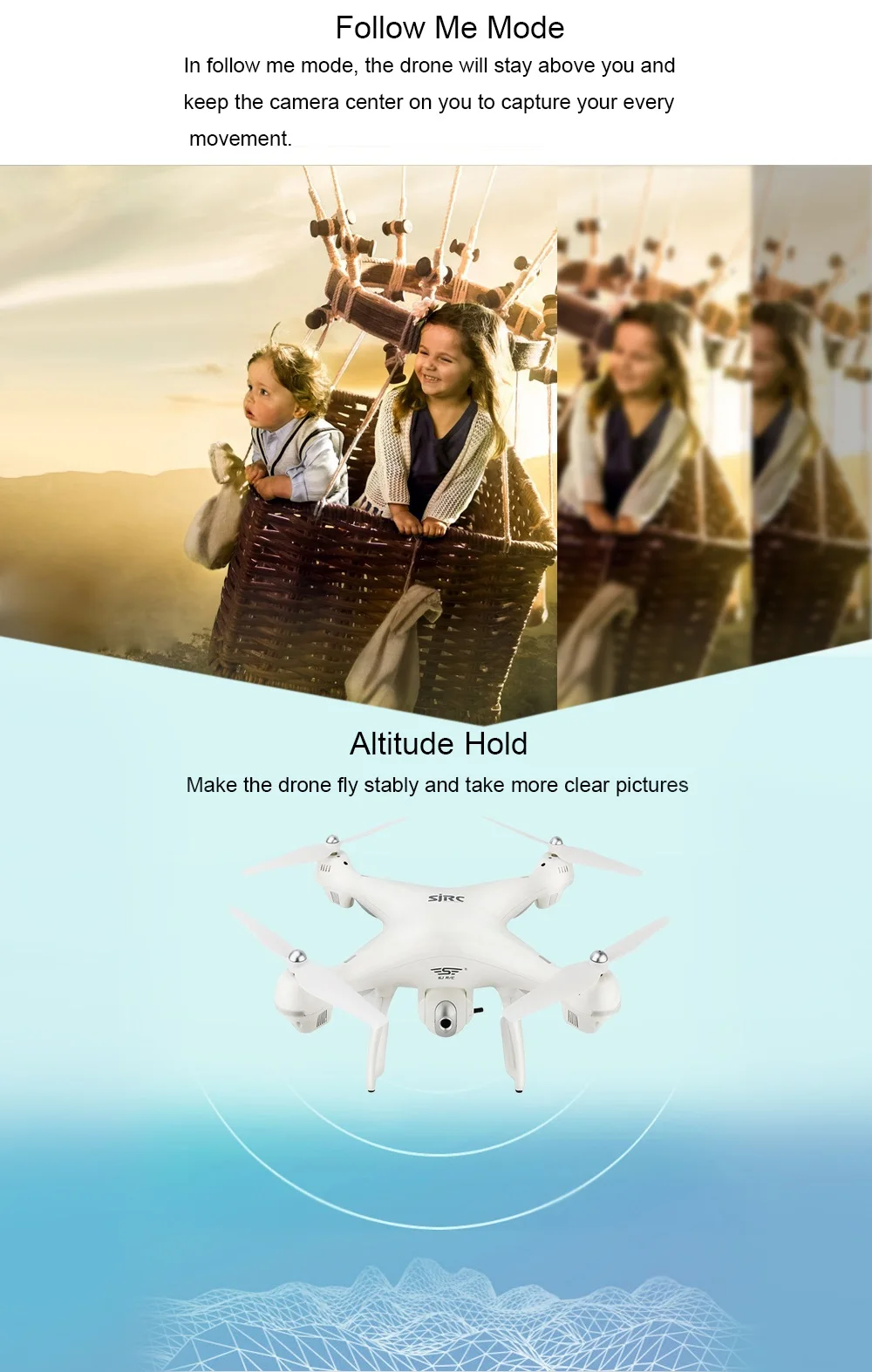 SJRC S70W Радиоуправляемый Дрон 1080 P 720 P WiFi FPV двойной gps модуль высота удерживайте за мной Безголовый режим