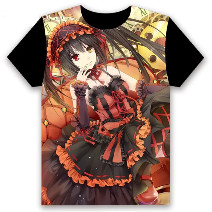 Модная мужская футболка аниме Дата живой Yatogami Tohka Tokisaki Kurumi Косплей Izayoi Miku короткий рукав черная футболка на заказ - Цвет: 5