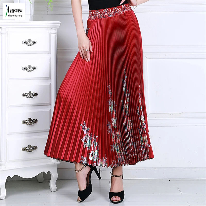 Женское плиссированное платье в национальном стиле Длинное свободное с высокой