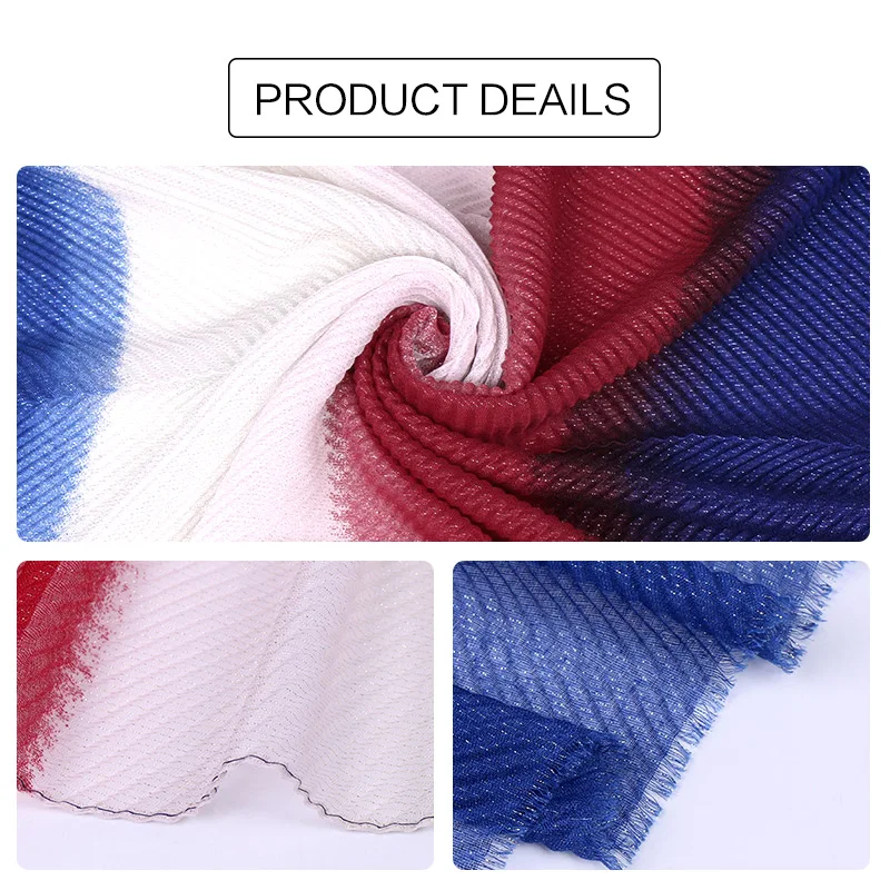 Омбре люрекс Блестящий хиджаб шарф женский простой мерцающий платок