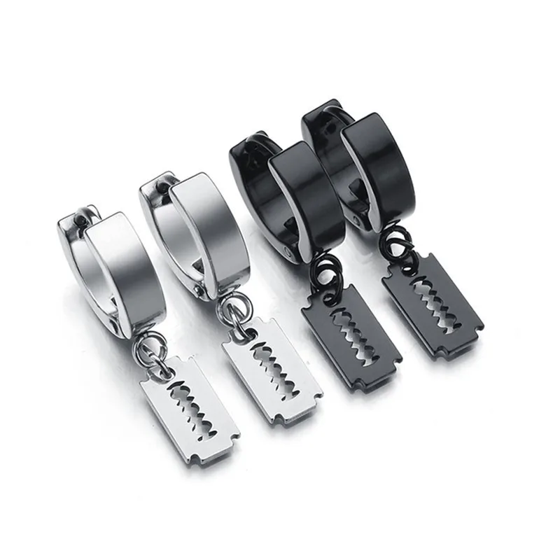 Простые серьги подвески из нержавеющей стали с лезвием для мужчин и женщин