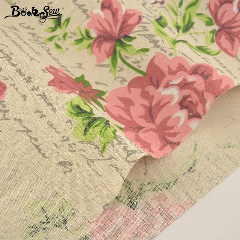 Домашний текстиль хлопчатобумажная льняная ткань с принтом темно розовый цветок