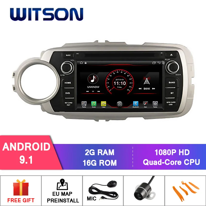 WITSON Android 9,1 автомобильный DVD проигрыватель приборной панели для TOYOTA YARIS 2012-2013 емкость 1024*600 экран/1080 P HD видео/WiFi модуль