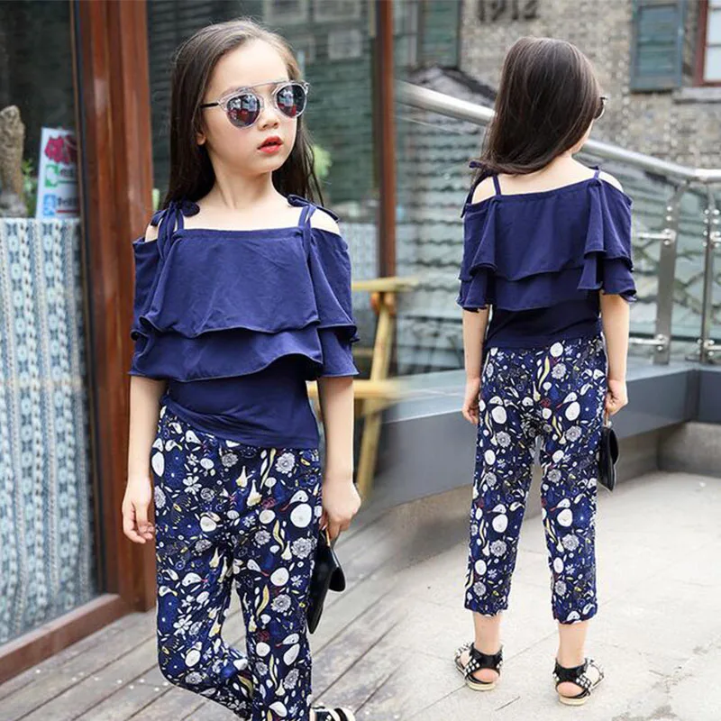 Комплекты летней одежды для девочек Детская рубашка с короткими рукавами и