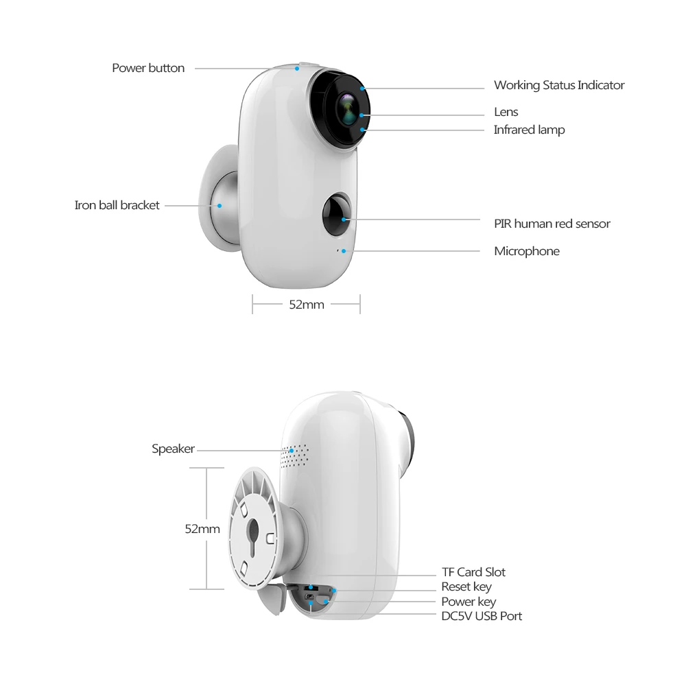 ZGWANG 100% безпроводная CCTV Wifi ip камера наружная IP65 влагозащищенная перезаряжаемая
