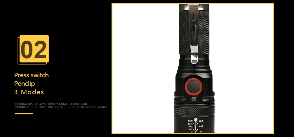 Водонепроницаемый 5200LM USB Перезаряжаемый светильник-вспышка XML-T6 светодиодный светильник-вспышка масштабируемый 3 режима фонарь для 18650 с usb-кабелем для кемпинга z40
