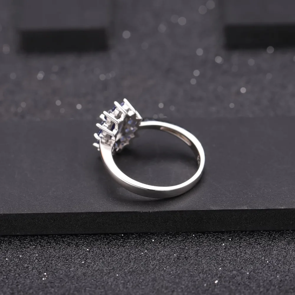 Gem's Ballet 1.89Ct натуральные синие драгоценные камни-сапфиры кольцо 925 пробы серебряные цветы классические кольца для женщин вечерние ювелирные изделия