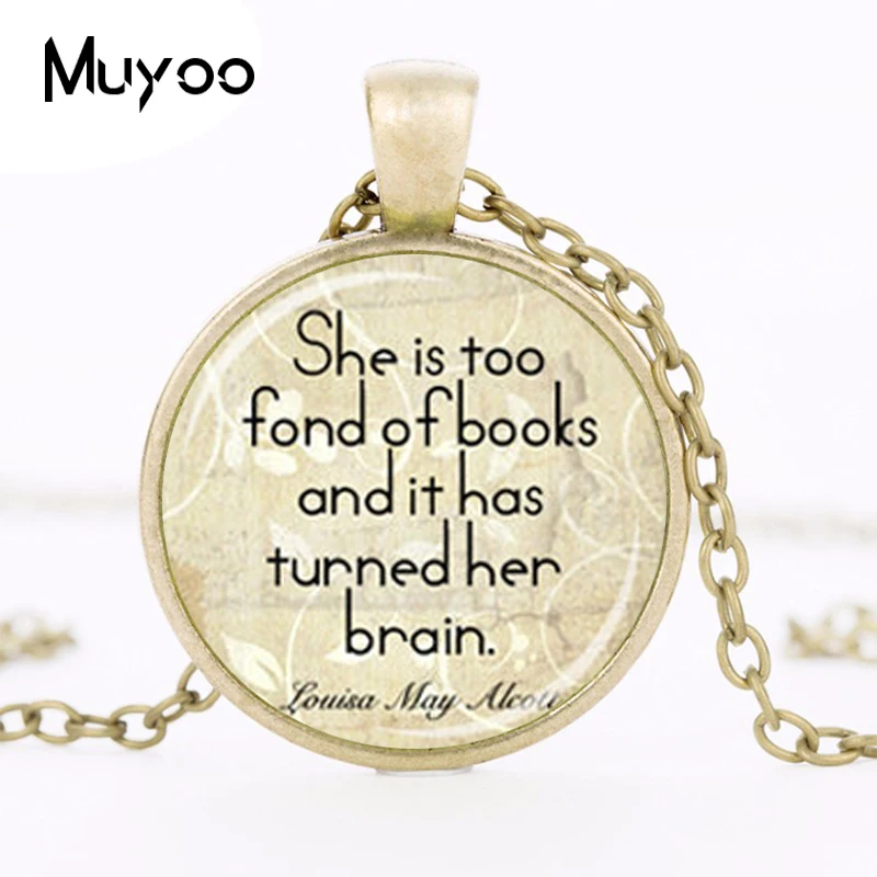 ALCOTT подвеска с цитатой Louisa May Alcott книга подвеска с цитатой книга любовник кулон ожерелье с цитатой кремовый бежевый черный книжный червь подарок HZ1
