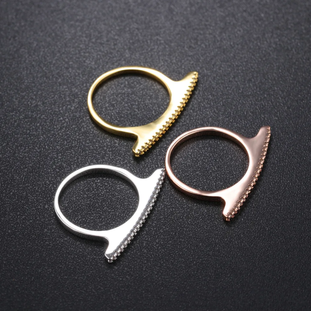 Красочные Полосы Для Женщин Белый Кубический Цирконий Три Кольца Роза Золото