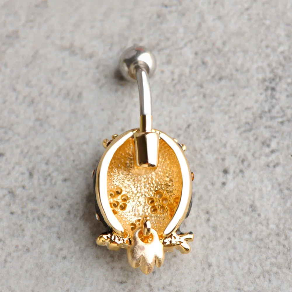 Эмалированная черная сова цветок пирсинг ювелирное изделие со стразами животное