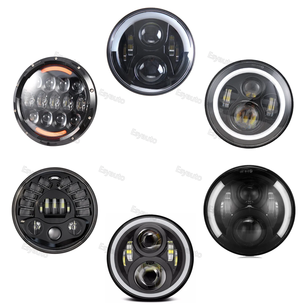 

7 inch Round LED headlight Black Housing headlamp with white DRL /Amber turning color for Jeep and Motorcycle (1 pcs)