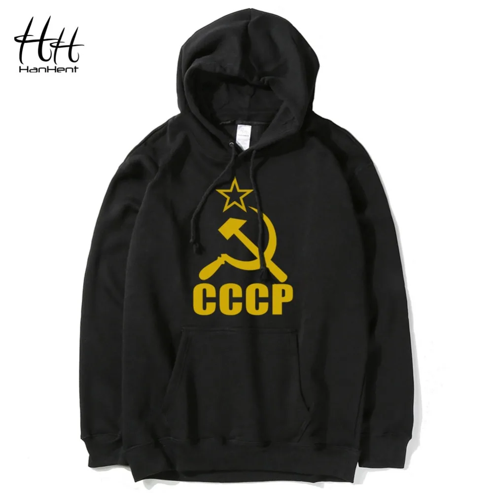 Hanhent CCCP Красный Новинка Для Мужчин's Толстовки Советский Союз хлопка с длинным