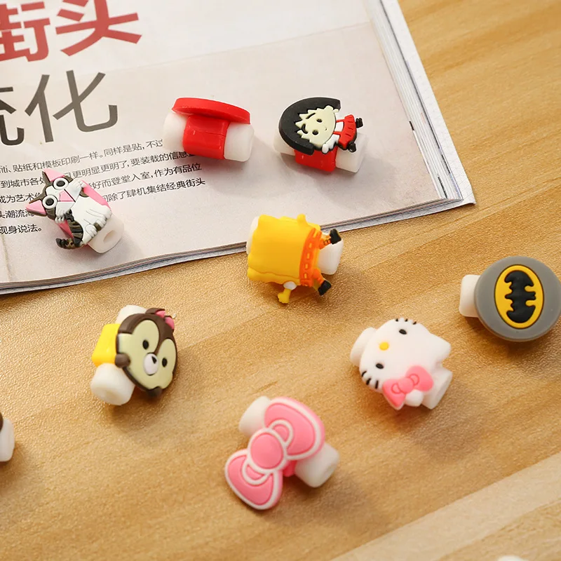 Мультфильм Kawaii животные Ститч Hello Cat Бэтмен USB кабель наушник линии экономии для мобильного телефона зарядки линии передачи данных протектор EB