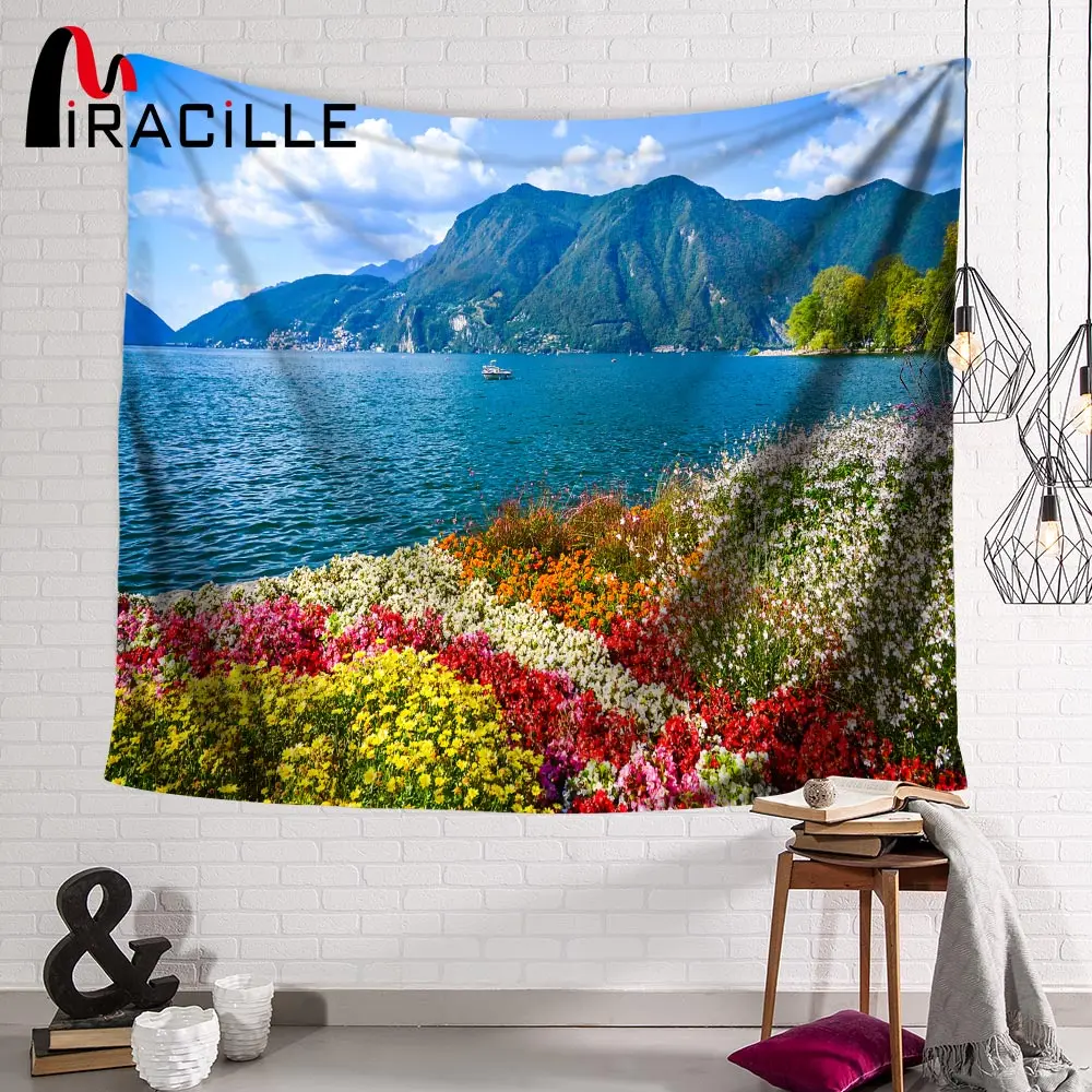 Miracille гобелен с природными пейзажами изображением горного озера Висячие
