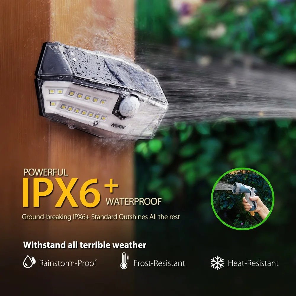 4 шт. в упаковке Mpow 30 светодиодный датчик движения солнечный светильник IPX6 +