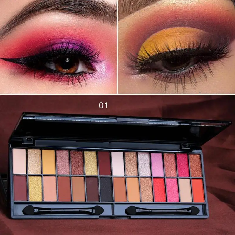 CmaaDU 28 Color Matte Eyeshadow Palette Glitter Eye Shadow Nude Makeup With Brush Highlighter Shimmer Make Up Pigment