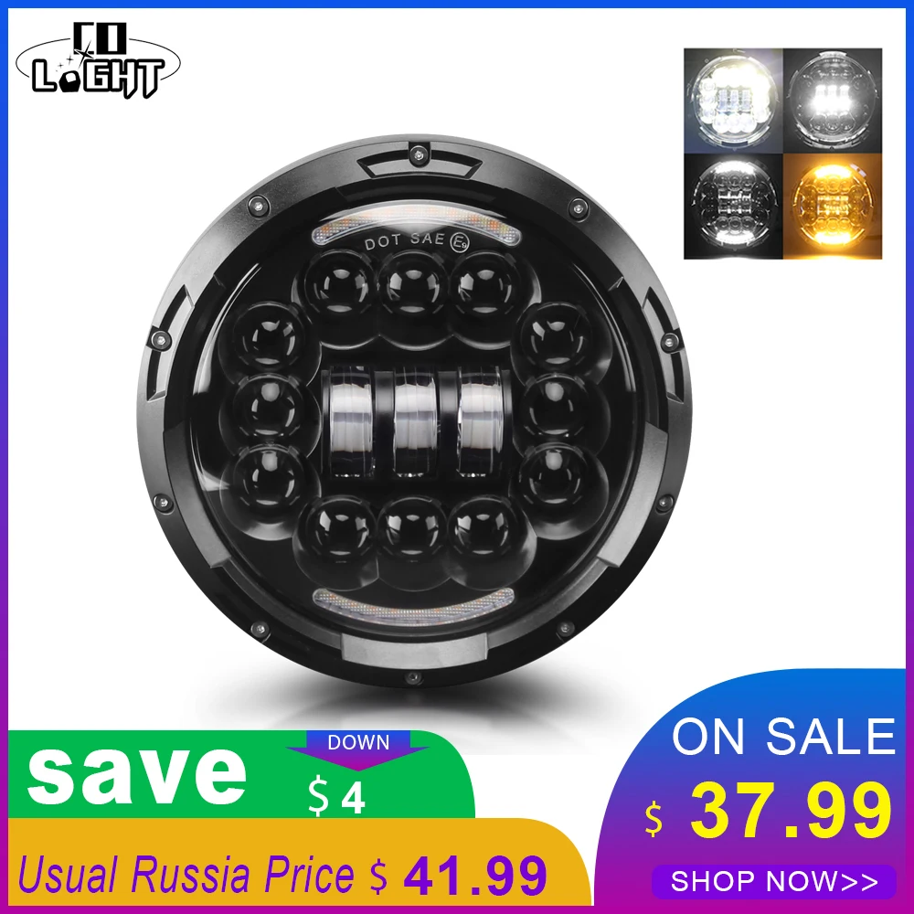Со светом 7 дюймов светодиодный фары 180 W 6D с Halo Кольцо Янтарный поворотов 12 V 24 DRL