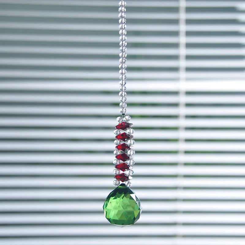 7 Inch Hanging Pendant Green Faceted Ball Crystal Prisms For Chandelier Suncatcher Car Decor Window Ornament | Дом и сад