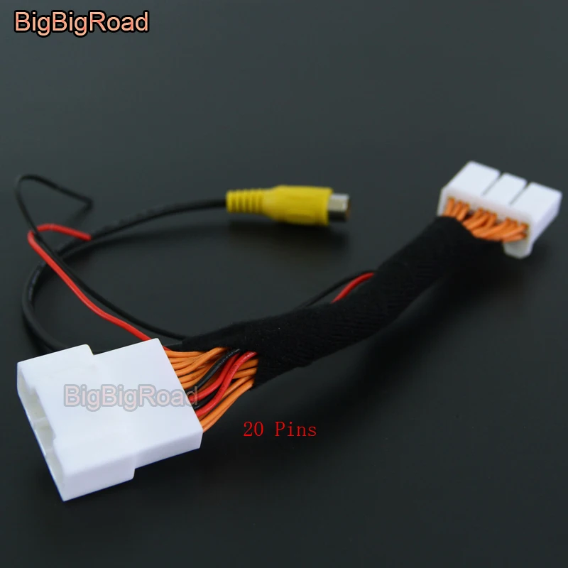 Автомобильная камера заднего вида BigBigRoad 20 контактный Переходник RCA проводной