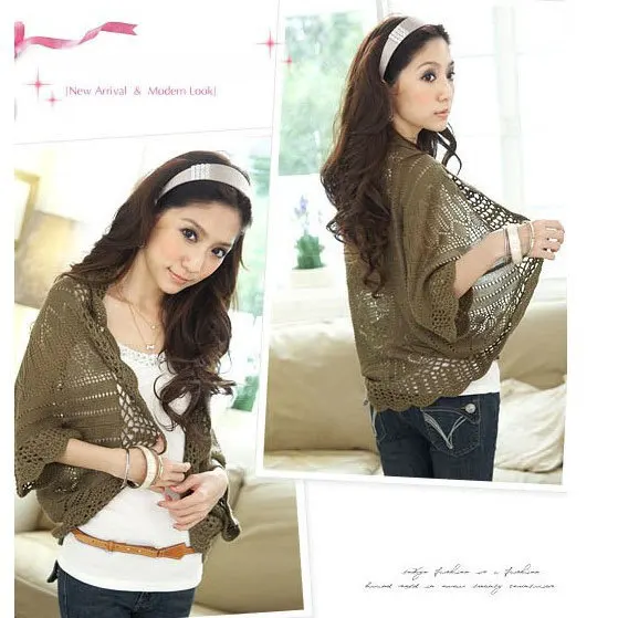 picture color Summer women's cardigan hollow-out thin knit loose bat sleeve air conditioner shirt suntan shirt small cape cardigan jacket - Цвет: picture color