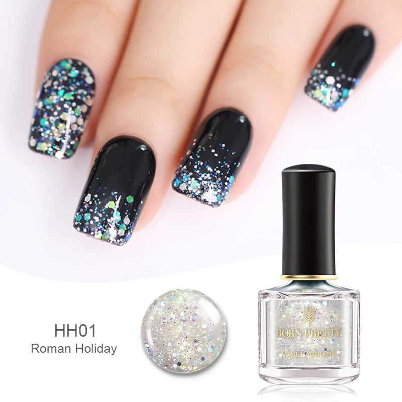 BP-HH01Roman Holiday BORN PRETTY Блестящий лак для ногтей с голографическим блеском 6 мл Блестящий серебряный лак для ногтей цветной лак для ногтей маникюрный Декор - Цвет: BP-HH01Roman Holiday