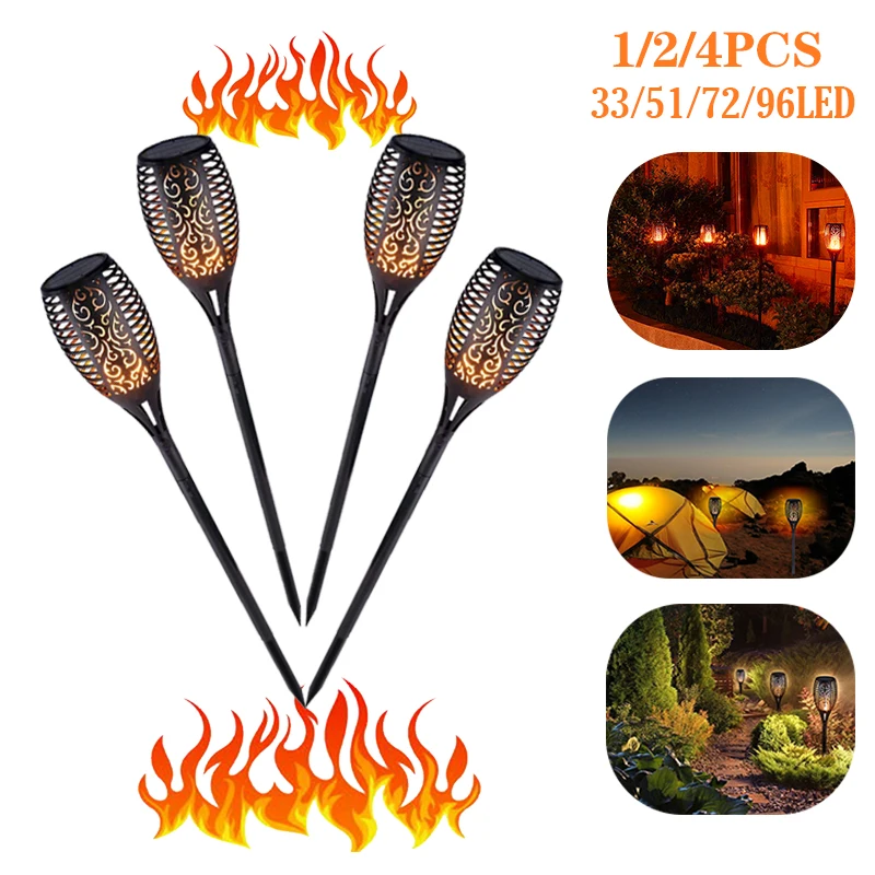 96 светодиодный водонепроницаемый мерцающий огонь Солнечный фонарь светильник