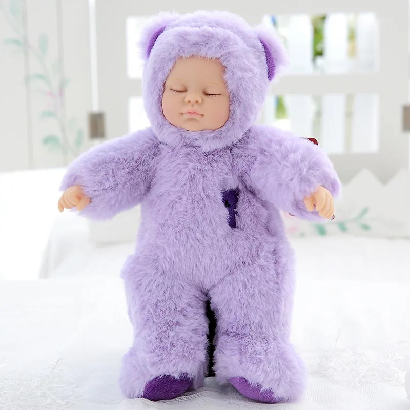 purple bear Милый реборн имитация сна кукла младенца реалистичный кролик ребенок Спящая Плюшевая Кукла Детская игрушка подарок на день рождения для девочки - Цвет: purple bear
