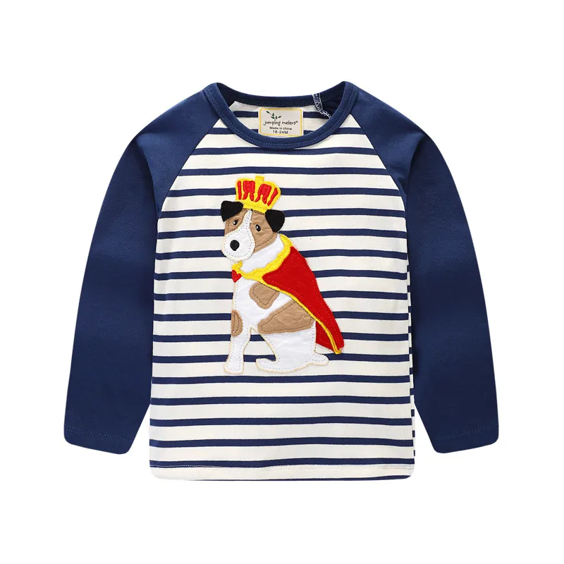 Jumping meters/новые полосатые футболки с рисунками для маленьких мальчиков детская