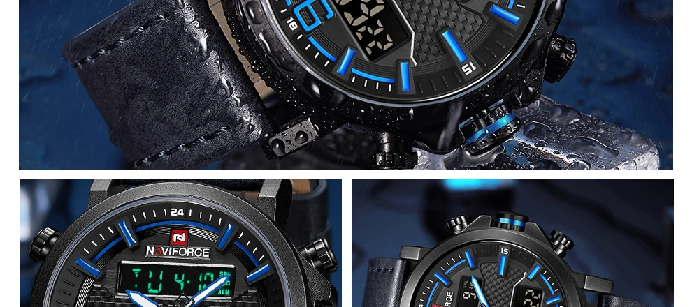 NAVIFORCE Лидирующий бренд Мужская Мода цифровой кварцевые наручные часы Открытый Военные Спортивные часы Водонепроницаемый часы Relogio Masculino